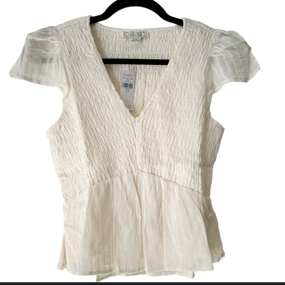 American Eagle Outfitters Tops - American Eagle peasant vneck babydoll top size small new